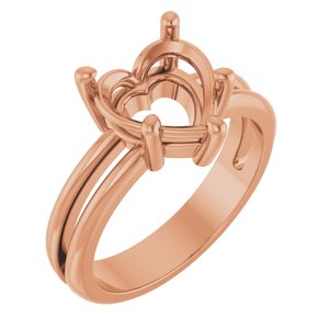 14K Rose Gold 9x9 mm Heart Ring Mounting – image 2