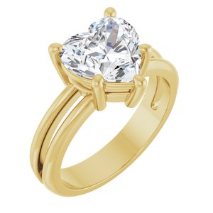 10K Yellow Gold 9x9 mm Heart Ring Mounting