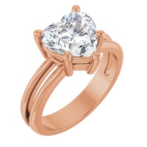 14K Rose Gold 9x9 mm Heart Ring Mounting