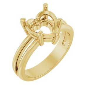 10K Yellow Gold 9x9 mm Heart Ring Mounting – image 2