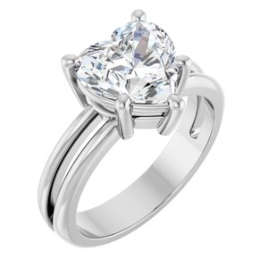 Platinum 9x9 mm Heart Ring Mounting