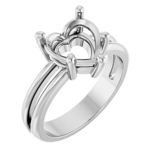 Continuum Sterling Silver 9x9 mm Heart Ring Mounting – image 2