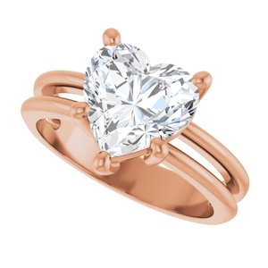18K Rose Gold 9x9 mm Heart Ring Mounting – image 8