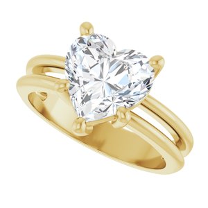 18K Yellow Gold 9x9 mm Heart Ring Mounting – image 8
