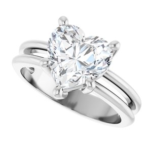 14K X1 White Gold 9x9 mm Heart Ring Mounting – image 8