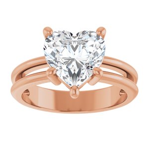18K Rose Gold 9x9 mm Heart Ring Mounting – image 5