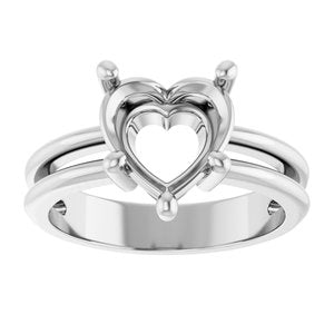 Sterling Silver 9x9 mm Heart Ring Mounting – image 6