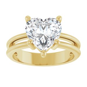 18K Yellow Gold 9x9 mm Heart Ring Mounting – image 5