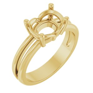 18K Yellow Gold 9x7 mm Elongated Cushion Ring Mounting – image 2