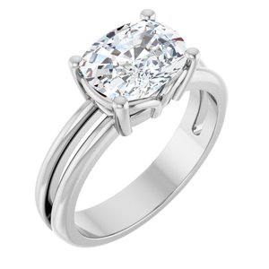 10K White Gold 9x7 mm Elongated Cushion Ring Mounting