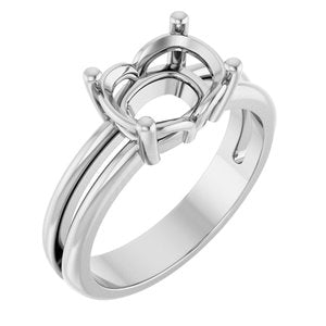 Platinum 9x7 mm Elongated Cushion Ring Mounting – image 2