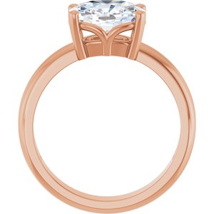 14K Rose Gold 9x7 mm Elongated Cushion Ring Mounting – image 3