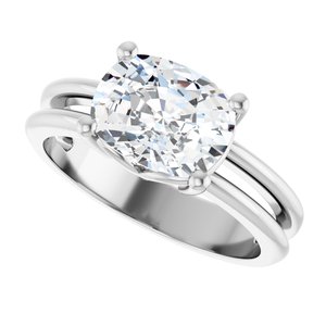 18K White Gold 9x7 mm Elongated Cushion Ring Mounting – image 8