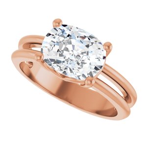 10K Rose Gold 9x7 mm Elongated Cushion Ring Mounting – image 8