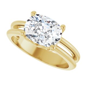 18K Yellow Gold 9x7 mm Elongated Cushion Ring Mounting – image 8