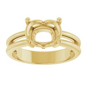 18K Yellow Gold 9x7 mm Elongated Cushion Ring Mounting – image 6