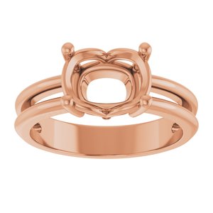 14K Rose Gold 9x7 mm Elongated Cushion Ring Mounting – image 6