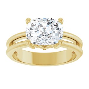 18K Yellow Gold 9x7 mm Elongated Cushion Ring Mounting – image 5