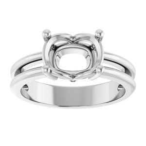 14K White Gold 9x7 mm Elongated Cushion Ring Mounting – image 6