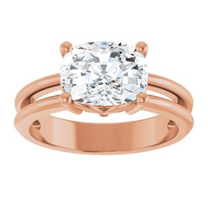 10K Rose Gold 9x7 mm Elongated Cushion Ring Mounting – image 5