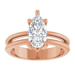 18K Rose Gold 10.5x5.5 mm Pear Ring Mounting – image 5
