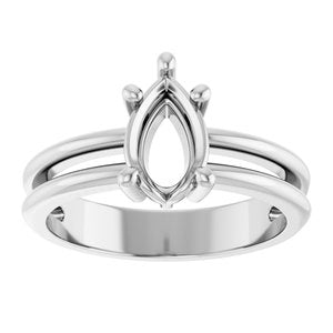 10K White Gold 8.5x5.5 mm Pear Ring Mounting – image 6