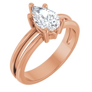 18K Rose Gold 8.5x5.5 mm Pear Ring Mounting
