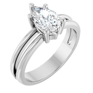 14K White Gold 8.5x5.5 mm Pear Ring Mounting
