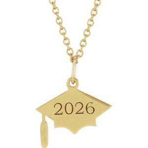 14K Yellow Gold Engravable Graduation Cap 16-18" Necklace – image 2