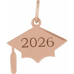 14K Rose Gold Engravable Graduation Cap Charm/Pendant – image 2
