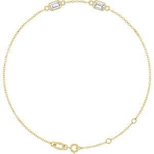 14K Yellow Gold 5x3 mm Emerald 2-Stone Bezel-Set 7 1/2" Bracelet Mounting