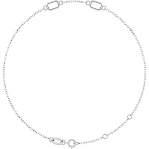 14K White Gold 5x3 mm Emerald 2-Stone Bezel-Set 7 1/2" Bracelet Mounting – image 2
