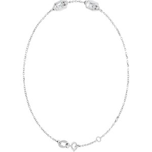 Platinum 5x3 mm Emerald 2-Stone Bezel-Set 7 1/2" Bracelet Mounting – image 3