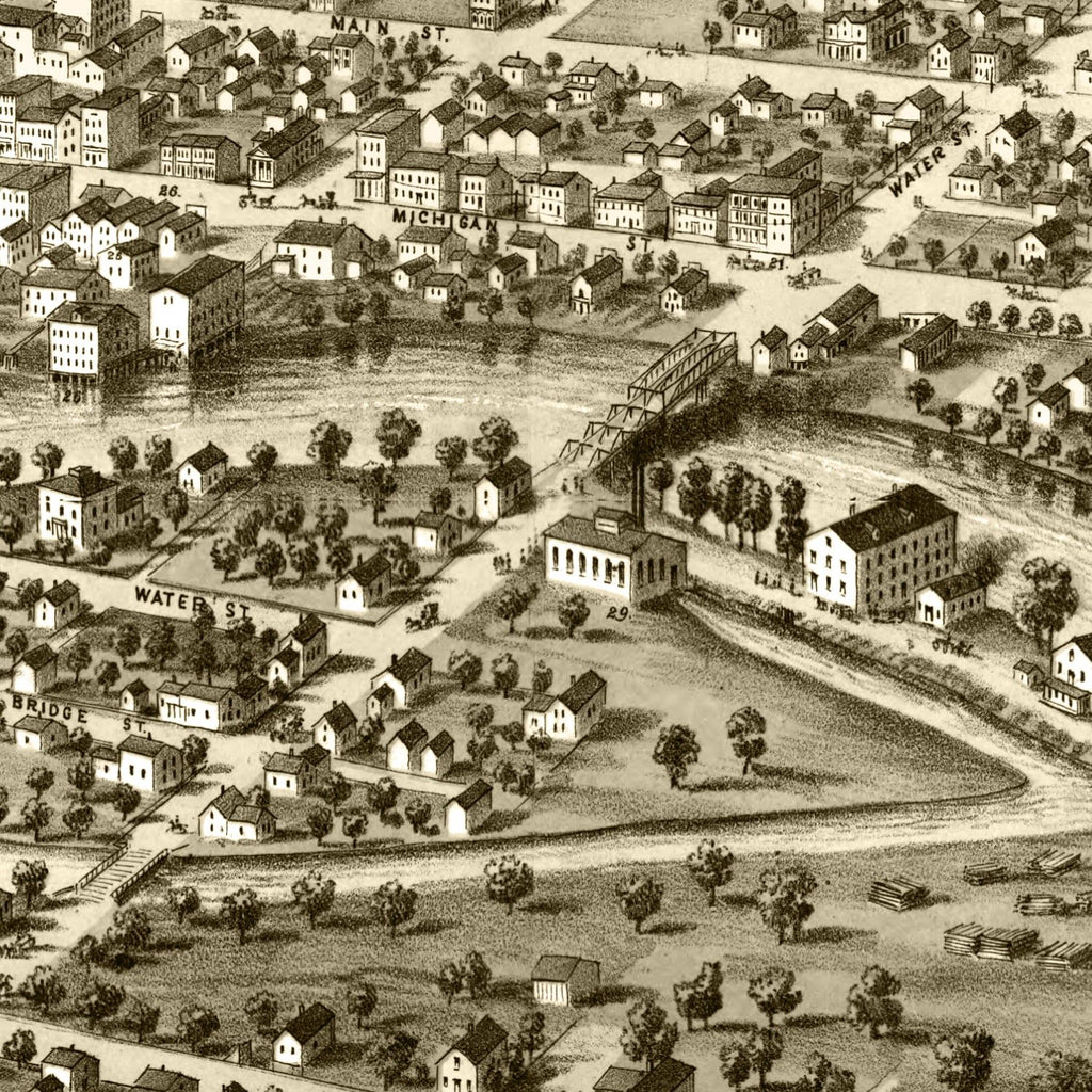 Vintage Map of South Bend, Indiana 1866