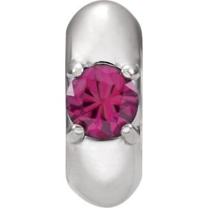 14K White Gold Imitation Ruby Birth of a Child�� Spacer Charm/Pendant