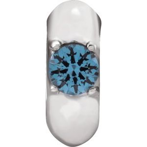 14K White Gold Imitation Blue Zircon Birth of a Child® Spacer Charm/Pendant