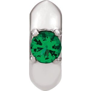14K White Gold Imitation Emerald Birth of a Child® Spacer Charm/Pendant