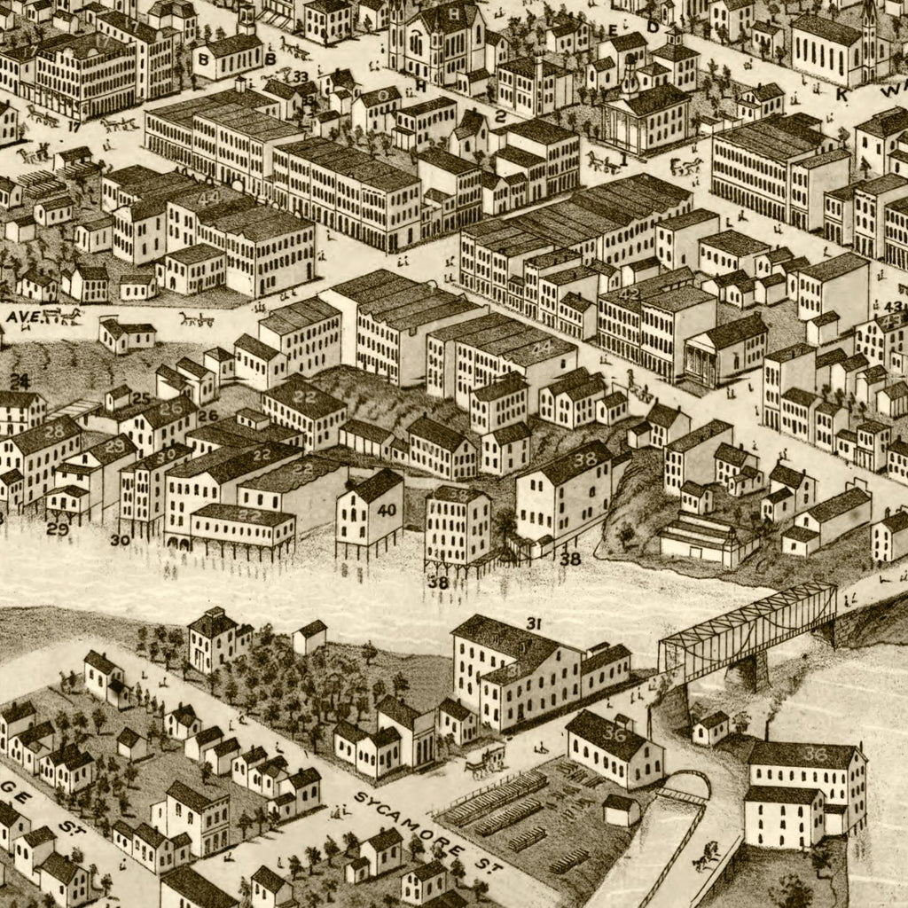 Vintage Map of South Bend, Indiana 1874