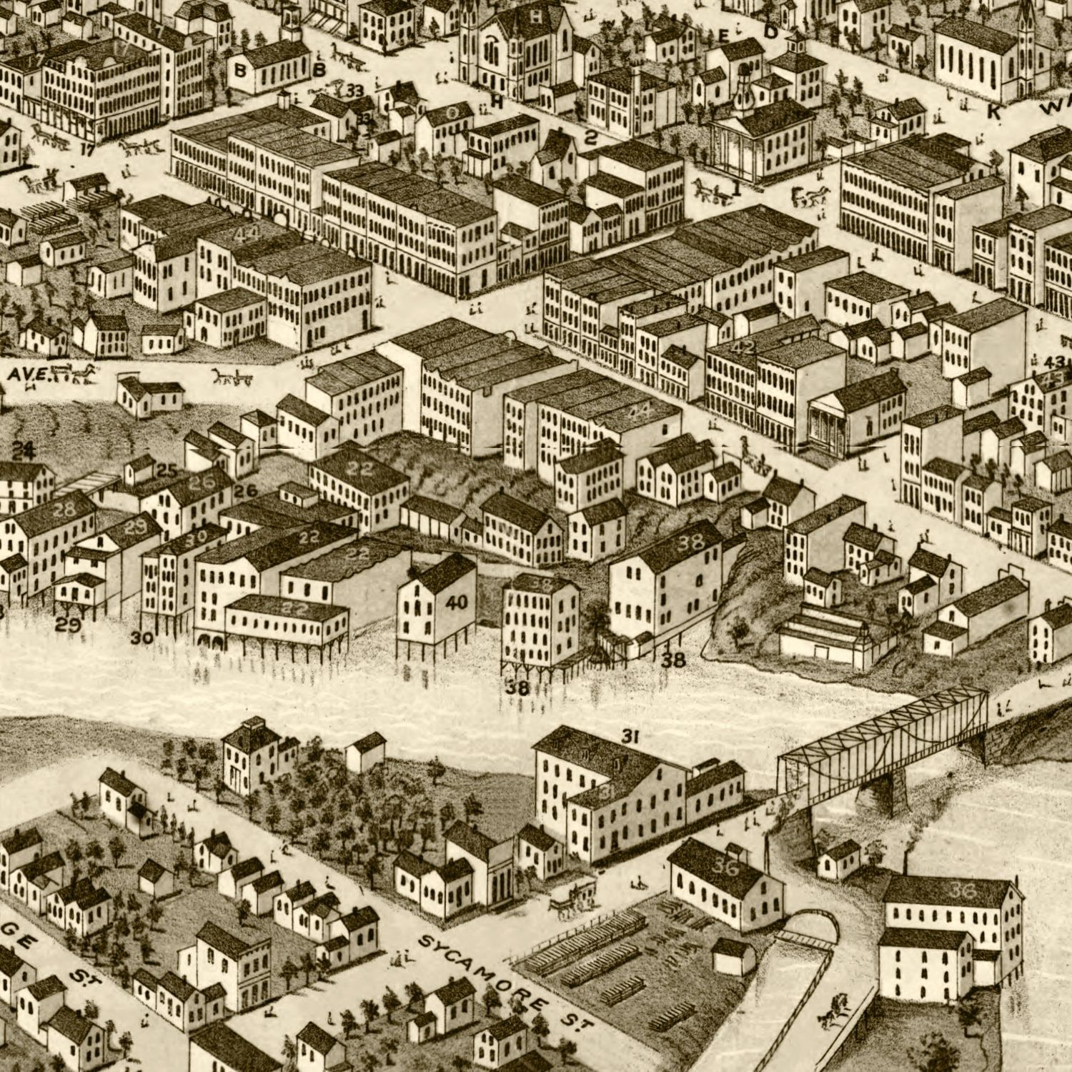 Vintage Map of South Bend, Indiana 1874