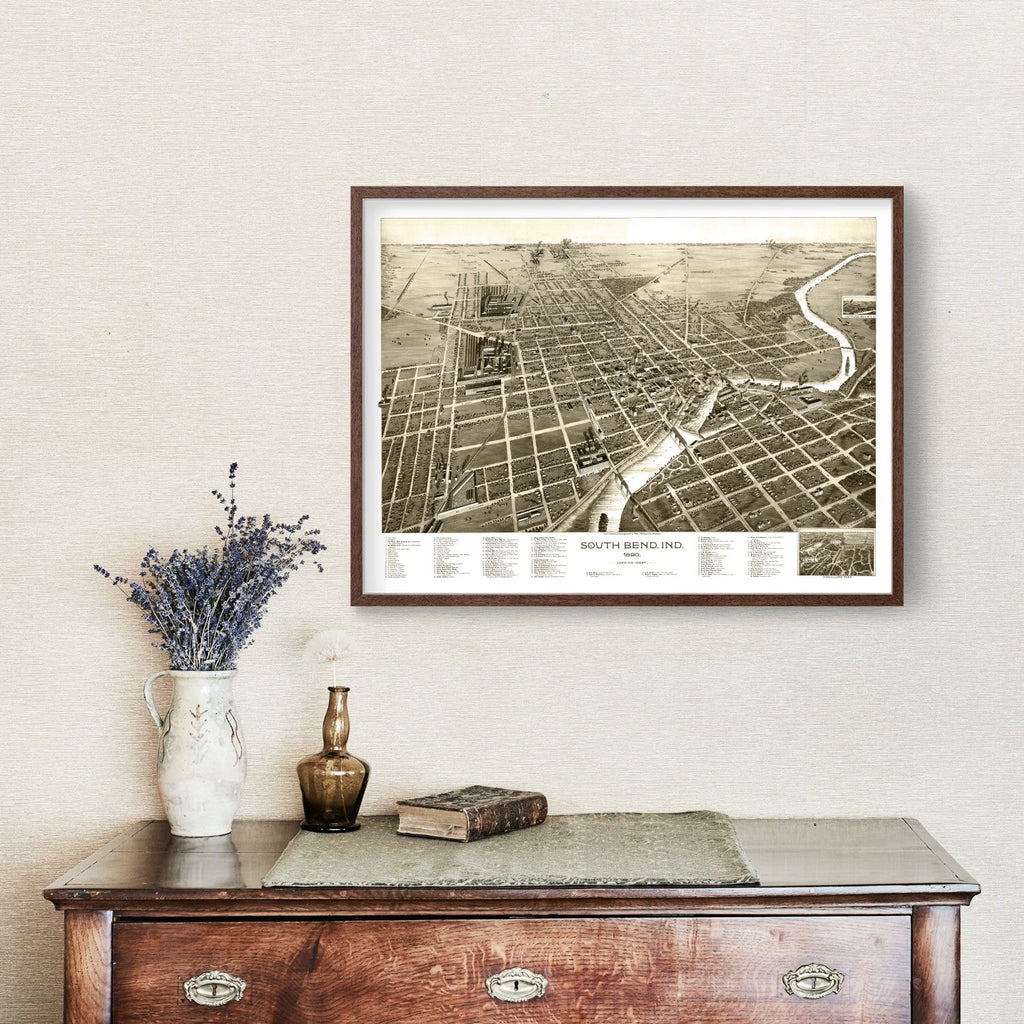 Vintage Map of South Bend, Indiana 1890
