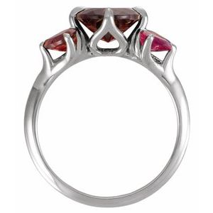 14K White Gold Natural Mozambique Garnet & Lab-Grown Ruby Ring – image 2