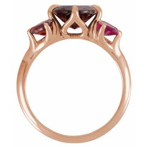14K Rose Gold Natural Mozambique Garnet & Lab-Grown Ruby Ring – image 2