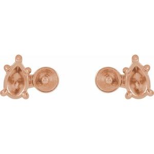 14K Rose Gold Accented Right Earring Mounting for 4 mm Pearl – image 2