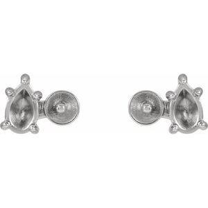 10K White Gold Accented Right Earring Mounting for 4 mm Pearl – image 2