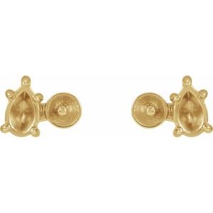10K Yellow Gold Accented Right Earring Mounting for 4 mm Pearl – image 2