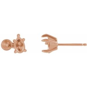 14K Rose Gold Accented Right Earring Mounting for 4 mm Pearl