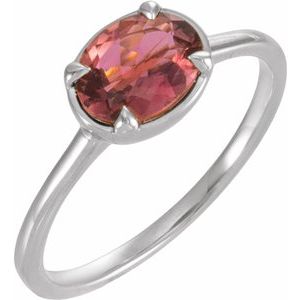 14K White Gold Natural Pink Tourmaline Claw-Prong Bezel-Style Ring – image 4