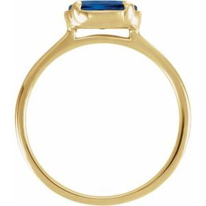 14K Yellow Gold Lab-Grown Blue Sapphire Claw-Prong Bezel-Style Ring – image 2