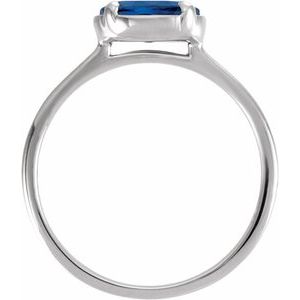 14K White Gold Lab-Grown Blue Sapphire Claw-Prong Bezel-Style Ring – image 2