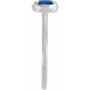 14K White Gold Lab-Grown Blue Sapphire Claw-Prong Bezel-Style Ring – image 3